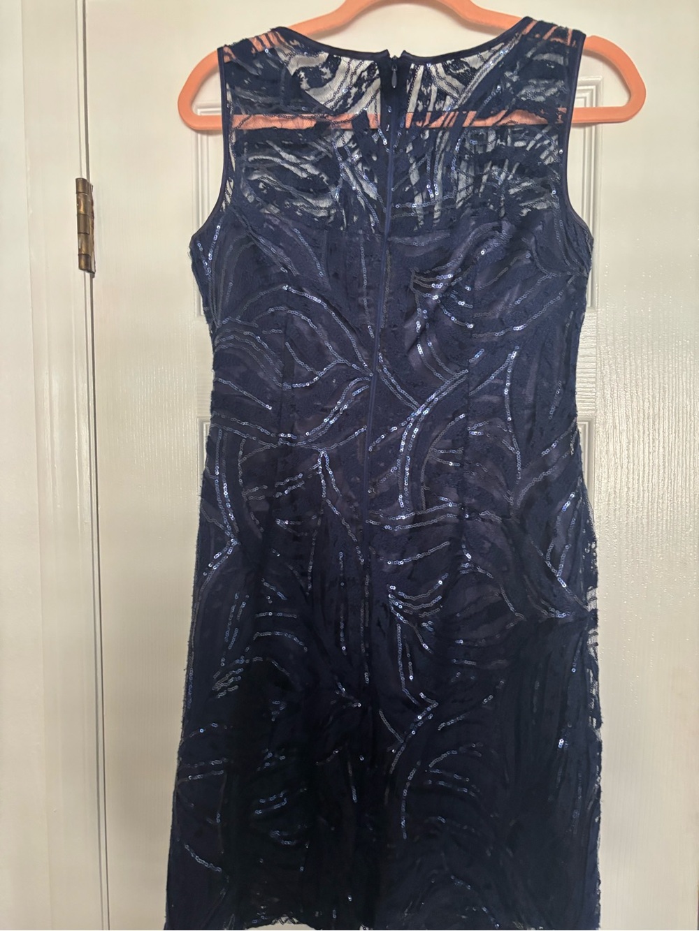 Tahari Arthur S Levine Navy Petite Sequin Dress - Sleeveless Evening Dress